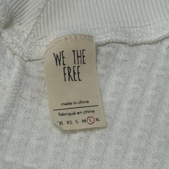 We The Free Waffle Tee Women's Size Large Ivory South Side Tee V-Neck Longline - Picture 3 of 10